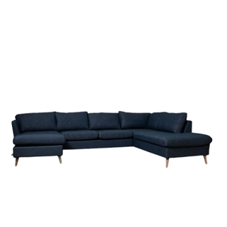 U sofa i flot blå stof